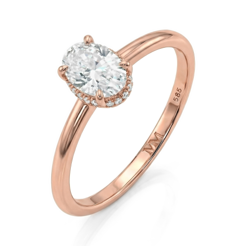 Ovalisse - ring med ovalslipt moissanite og sirkelformet skjult halo