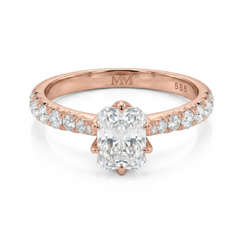 Lumiere - ring med radiantslipt moissanite og pavéfattede steiner