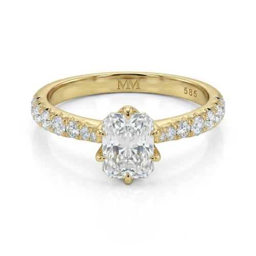 Lumiere - ring med radiantslipt moissanite og pavéfattede steiner