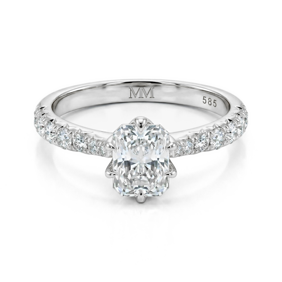 Lumiere - ring med radiantslipt moissanite og pavéfattede steiner