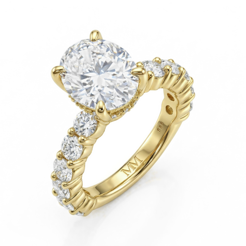 Majestica - ring med oval moissanite og sidesteiner