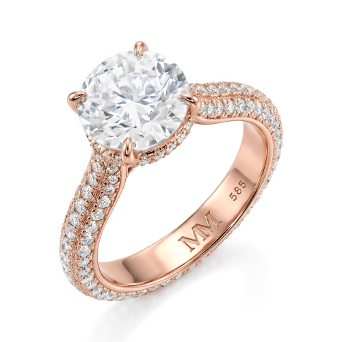 Cassiane - forlovelsesring med moissanite og pavéfattede aksentsteiner