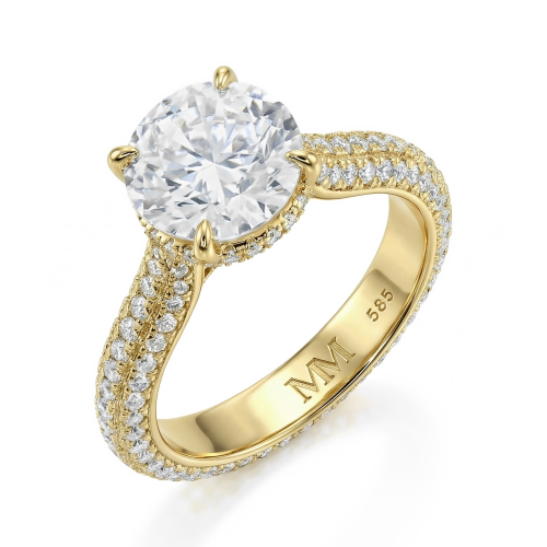 Cassiane - forlovelsesring med moissanite og pavéfattede aksentsteiner