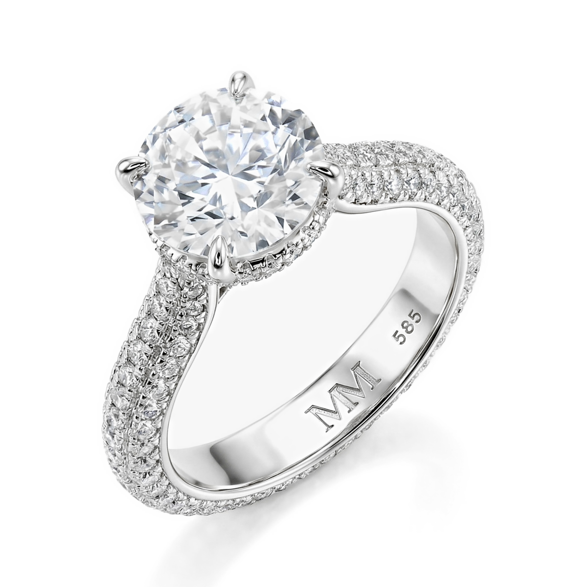 Cassiane - forlovelsesring med moissanite og pavéfattede aksentsteiner