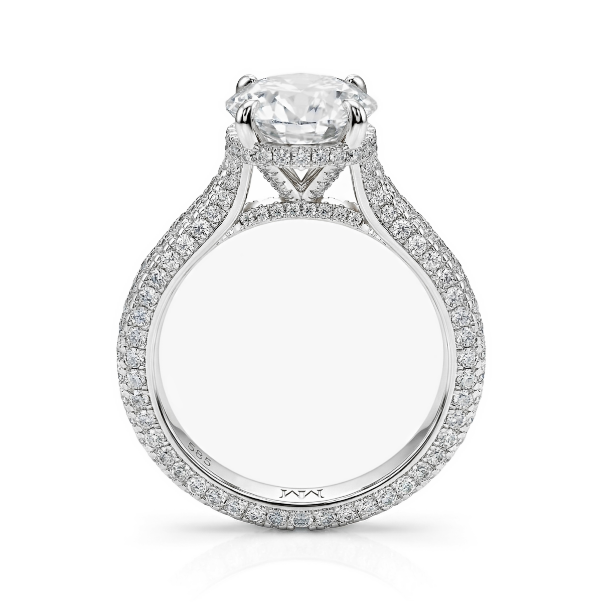 Cassiane - forlovelsesring med moissanite og pavéfattede aksentsteiner