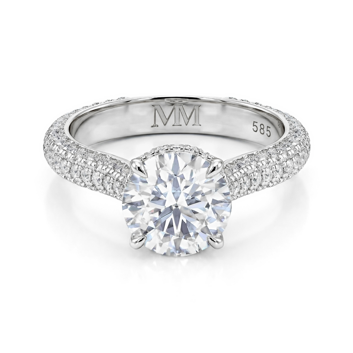 Cassiane - forlovelsesring med moissanite og pavéfattede aksentsteiner
