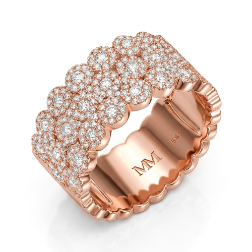 Cresta - bred, pavéfattet forlovelsesring med moissanite