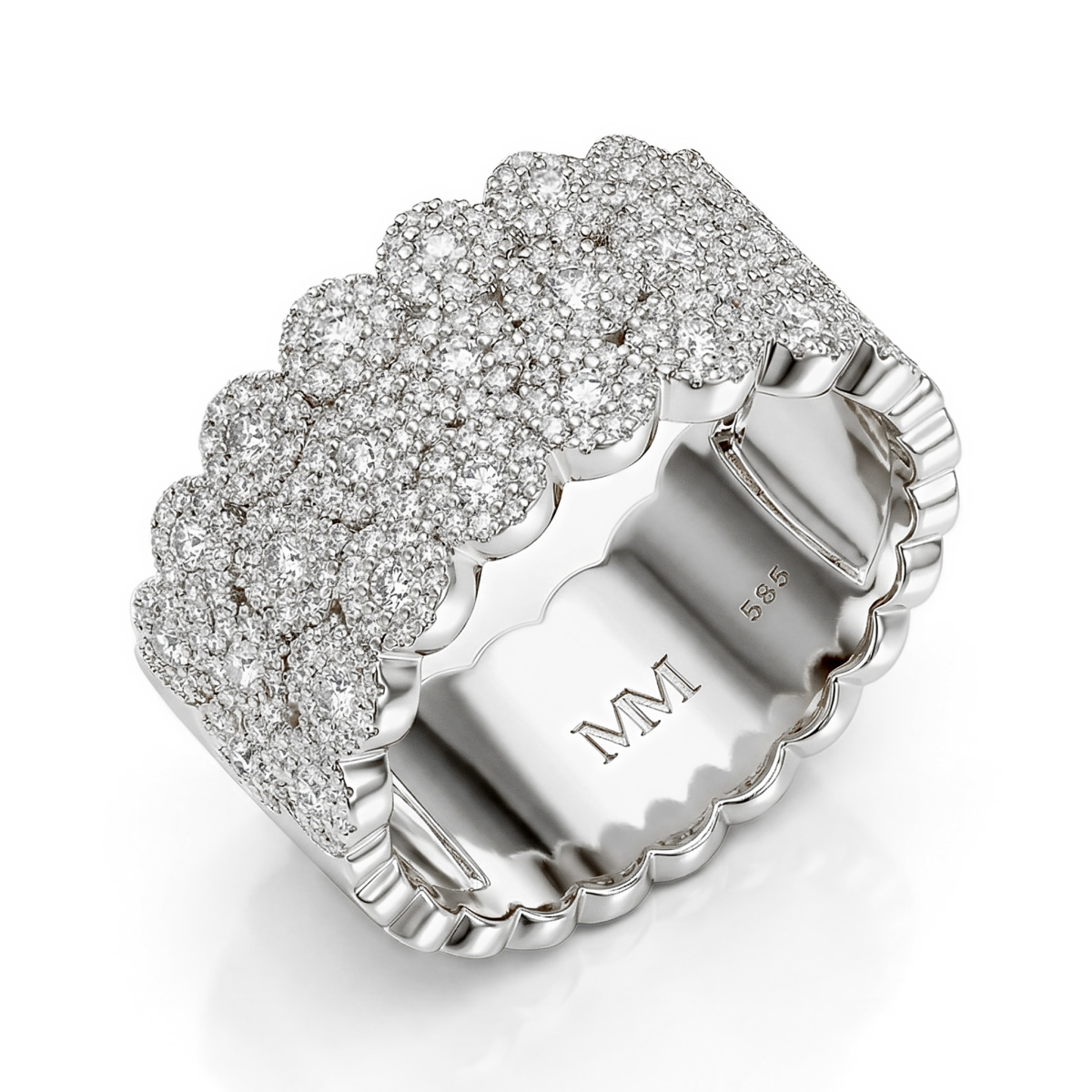 Cresta - bred, pavéfattet forlovelsesring med moissanite