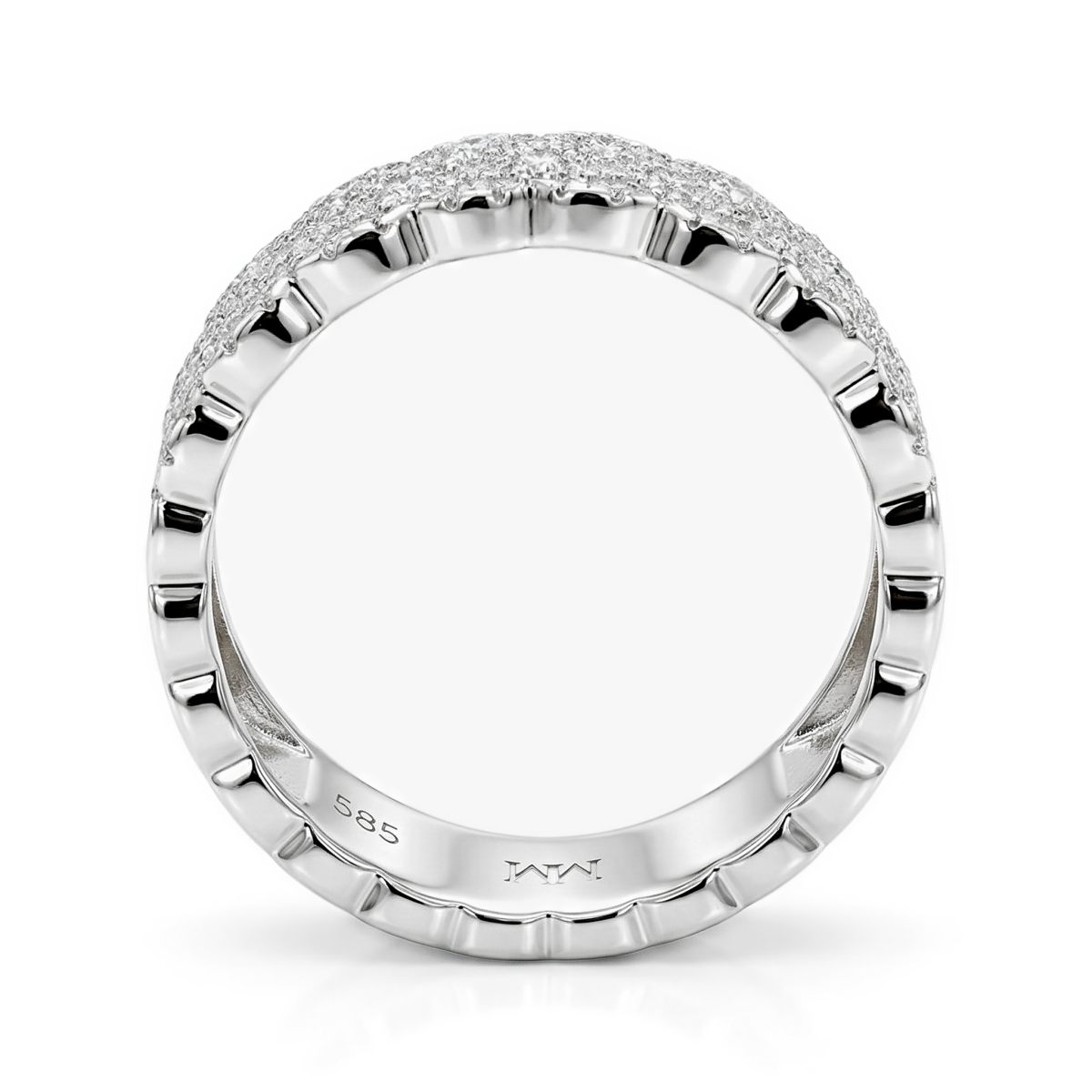 Cresta - bred, pavéfattet forlovelsesring med moissanite