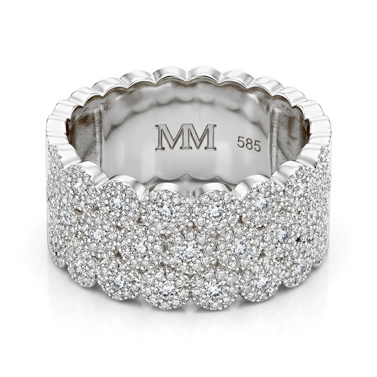Cresta - bred, pavéfattet forlovelsesring med moissanite