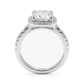 Candesce - halo-forlovelsesring med puteslipt moissanite og dekorert ringskinne