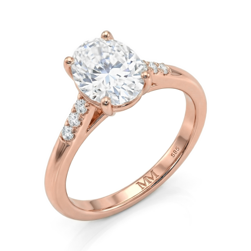 Mirage - forlovelsesring med ovalslipt moissanite og pavéfattede sidesteiner