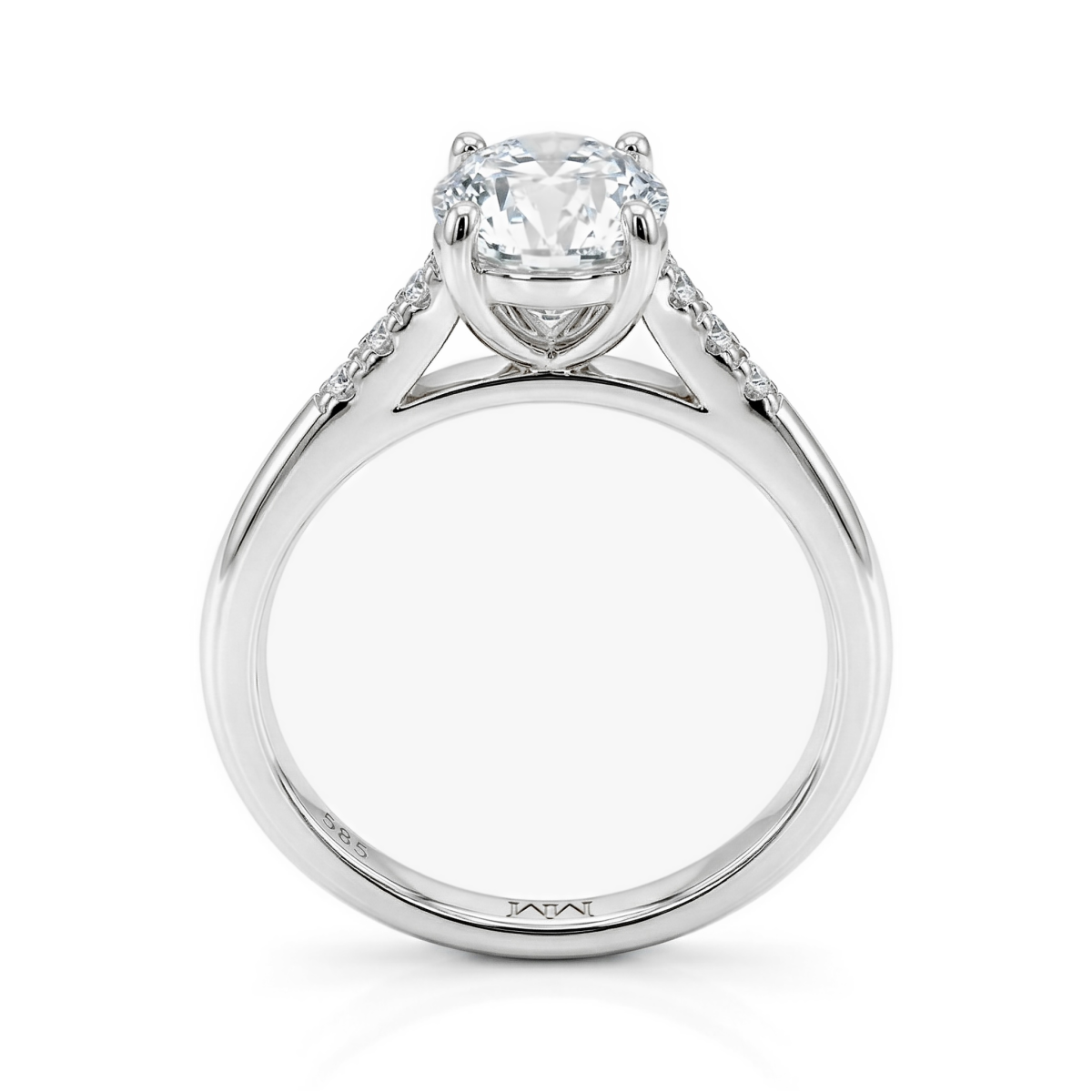 Mirage - forlovelsesring med ovalslipt moissanite og pavéfattede sidesteiner