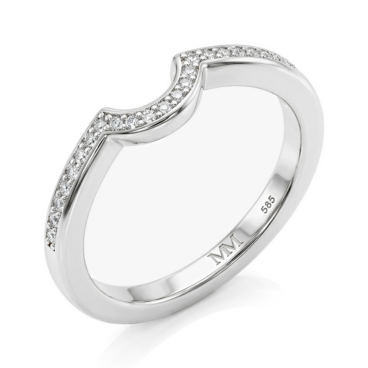 Vespera - brudesett med moissanite, pavéaksenter og splittet ringskinne