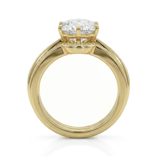 Vespera - brudesett med moissanite, pavéaksenter og splittet ringskinne