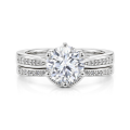 Vespera - brudesett med moissanite, pavéaksenter og splittet ringskinne