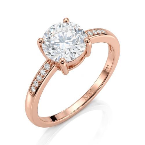 Ophelia - forlovelsesring med moissanite og pavéfattede sidesteiner