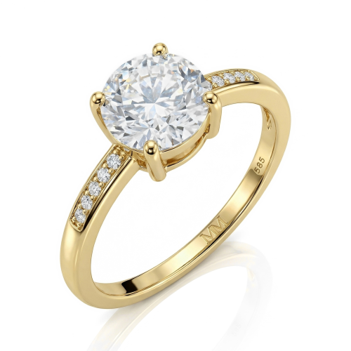 Ophelia - forlovelsesring med moissanite og pavéfattede sidesteiner