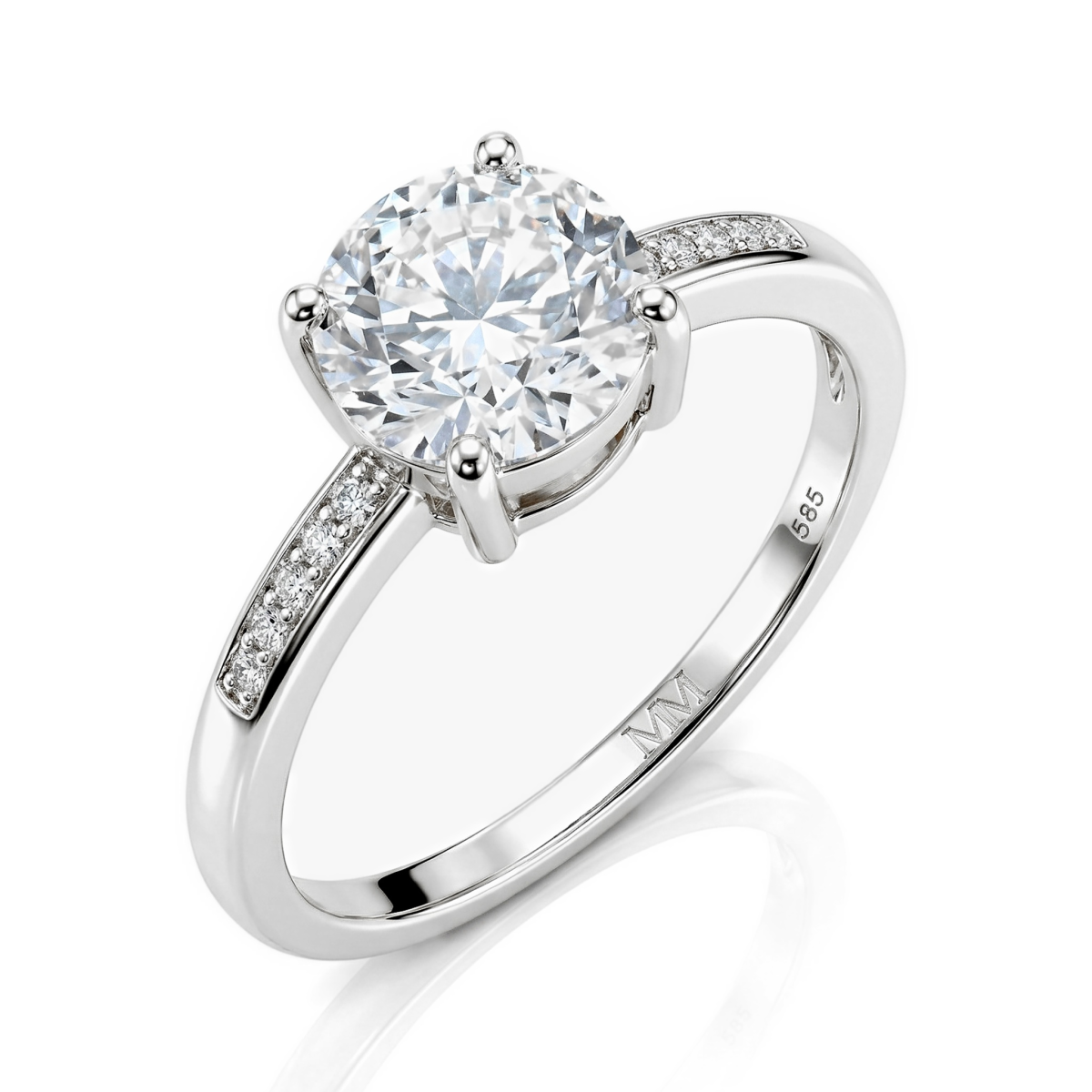 Ophelia - forlovelsesring med moissanite og pavéfattede sidesteiner