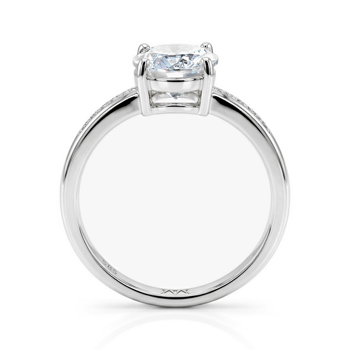 Ophelia - forlovelsesring med moissanite og pavéfattede sidesteiner