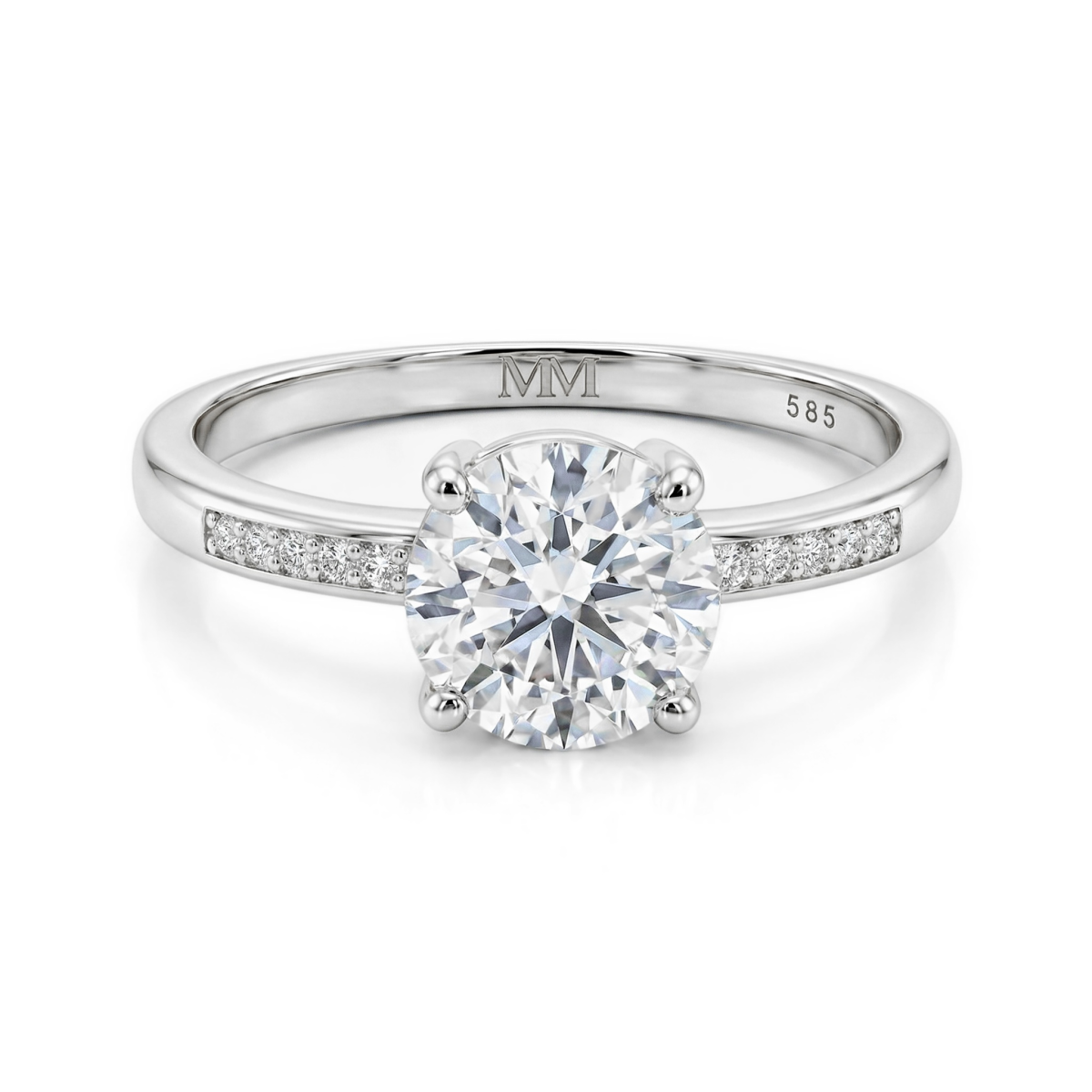 Ophelia - forlovelsesring med moissanite og pavéfattede sidesteiner