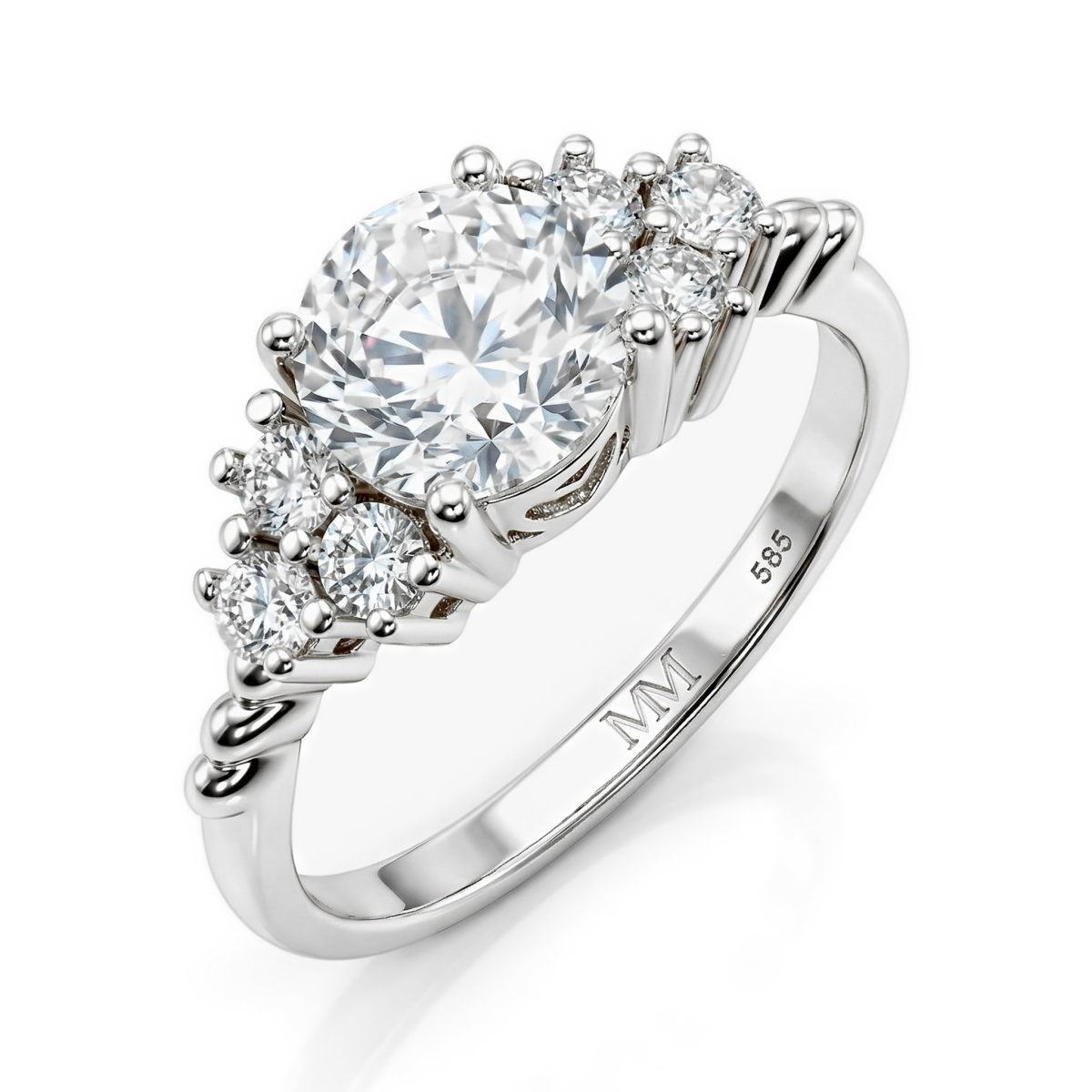 Astral - forlovelsesring med moissanite og sidesteiner