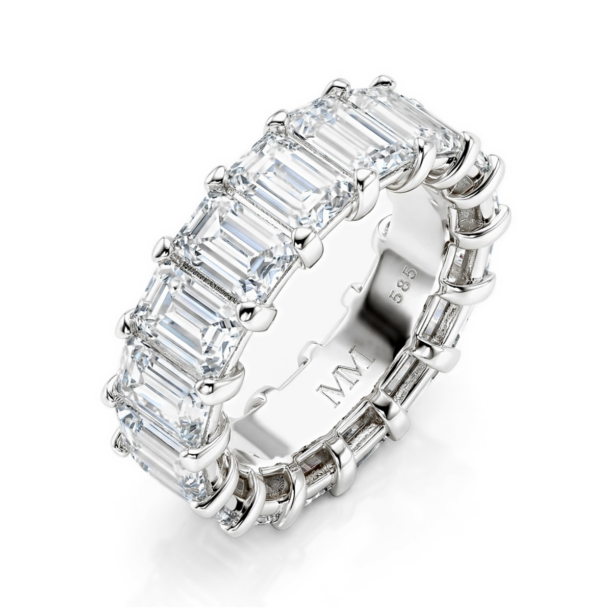Eterna - alliansering med smaragdslipt moissanite
