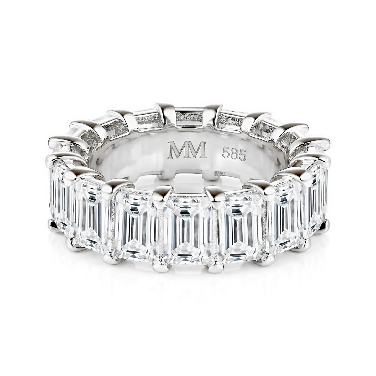 Eterna - alliansering med smaragdslipt moissanite