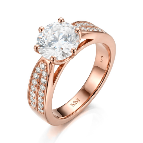 Sylphie – forlovelsesring med moissanite og doble sidesteiner
