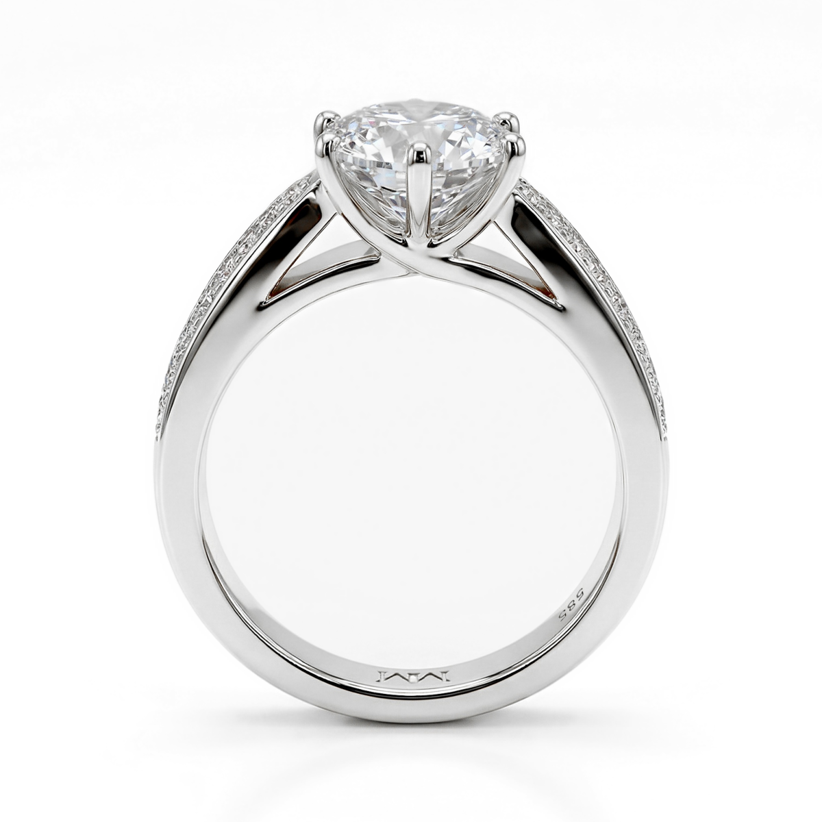 Sylphie - forlovelsesring med moissanite og doble sidesteiner