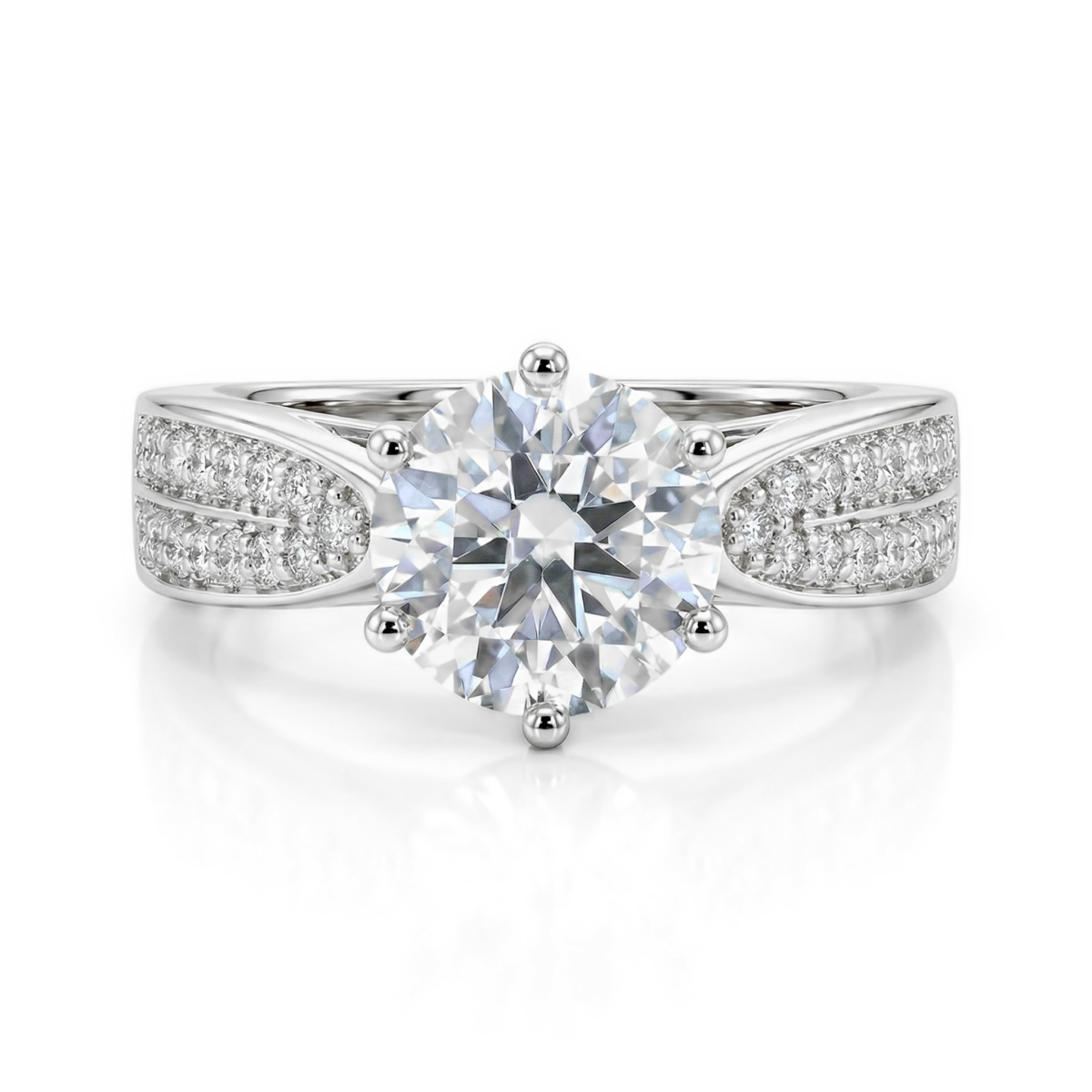 Sylphie - forlovelsesring med moissanite og doble sidesteiner