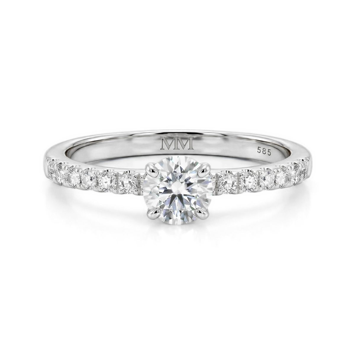Finesse - forlovelsesring med moissanite og sidesteiner
