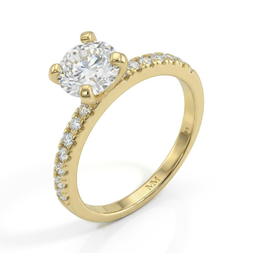 Finesse - forlovelsesring med moissanite og sidesteiner