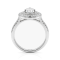 Athena - forlovelsesring med moissanite i dråpeformet slip, dobbel halo og pavéfattet ringskinne
