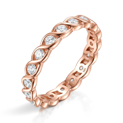 Celestine - tvinnet alliansering med moissanite i sargfatning