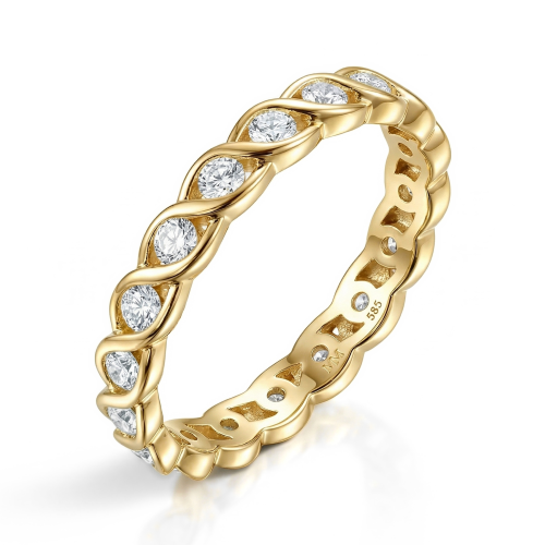 Celestine - tvinnet alliansering med moissanite i sargfatning