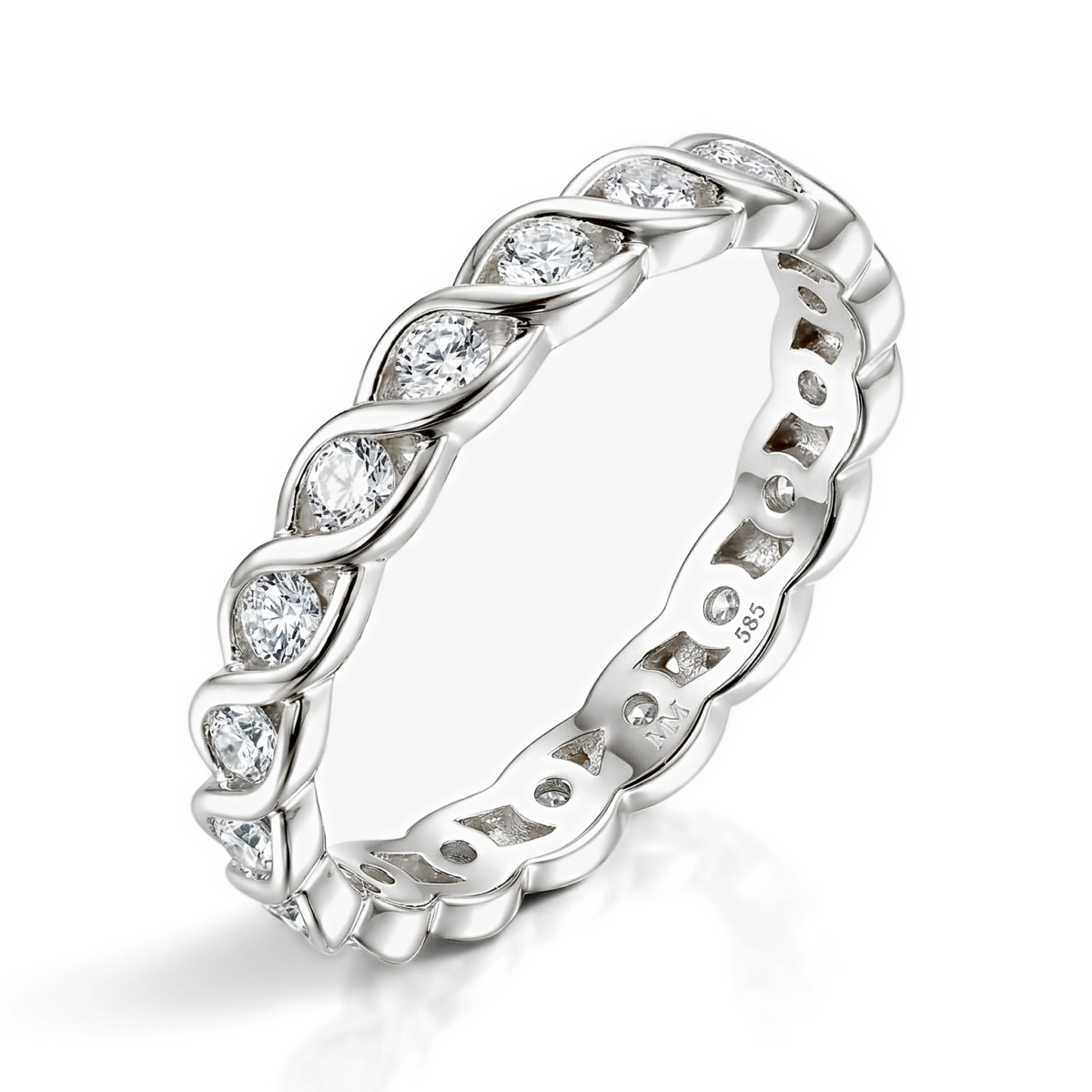 Celestine - tvinnet alliansering med moissanite i sargfatning