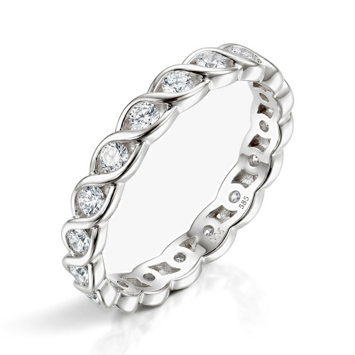 Celestine - tvinnet alliansering med moissanite i sargfatning