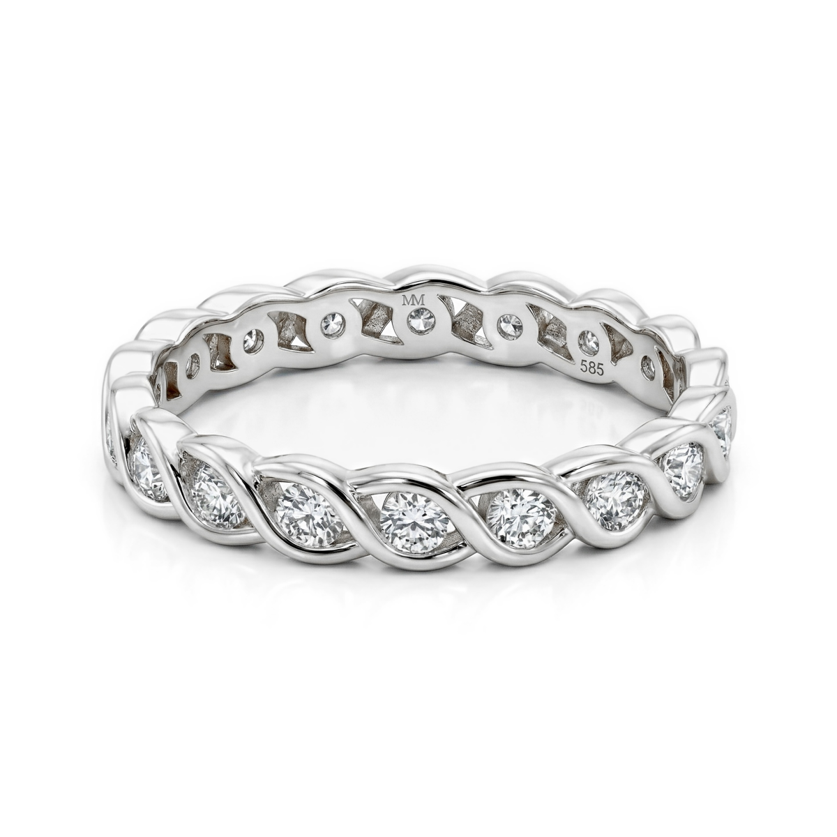 Celestine - tvinnet alliansering med moissanite i sargfatning