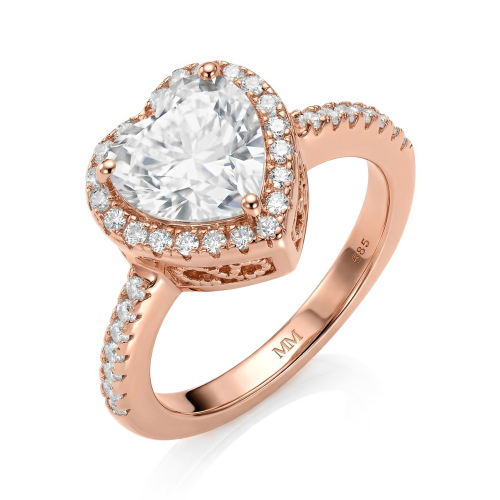 Heartshine – ring med hjerteformet moissanite i halofatning