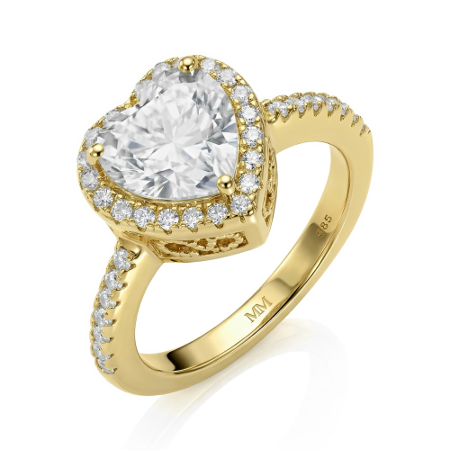 Heartshine – ring med hjerteformet moissanite i halofatning
