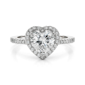 Heartshine - ring med hjerteformet moissanite, halo og sidesteiner