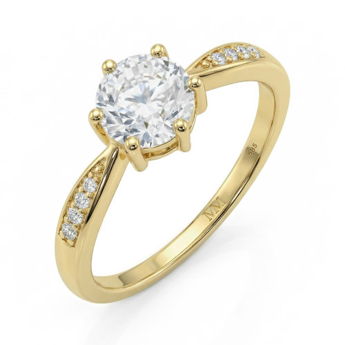 Stellar - forlovelsesring med moissanite og pavéfattede sidesteiner