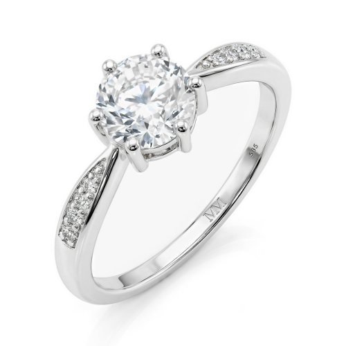 Stellar - forlovelsesring med moissanite og pavéfattede sidesteiner