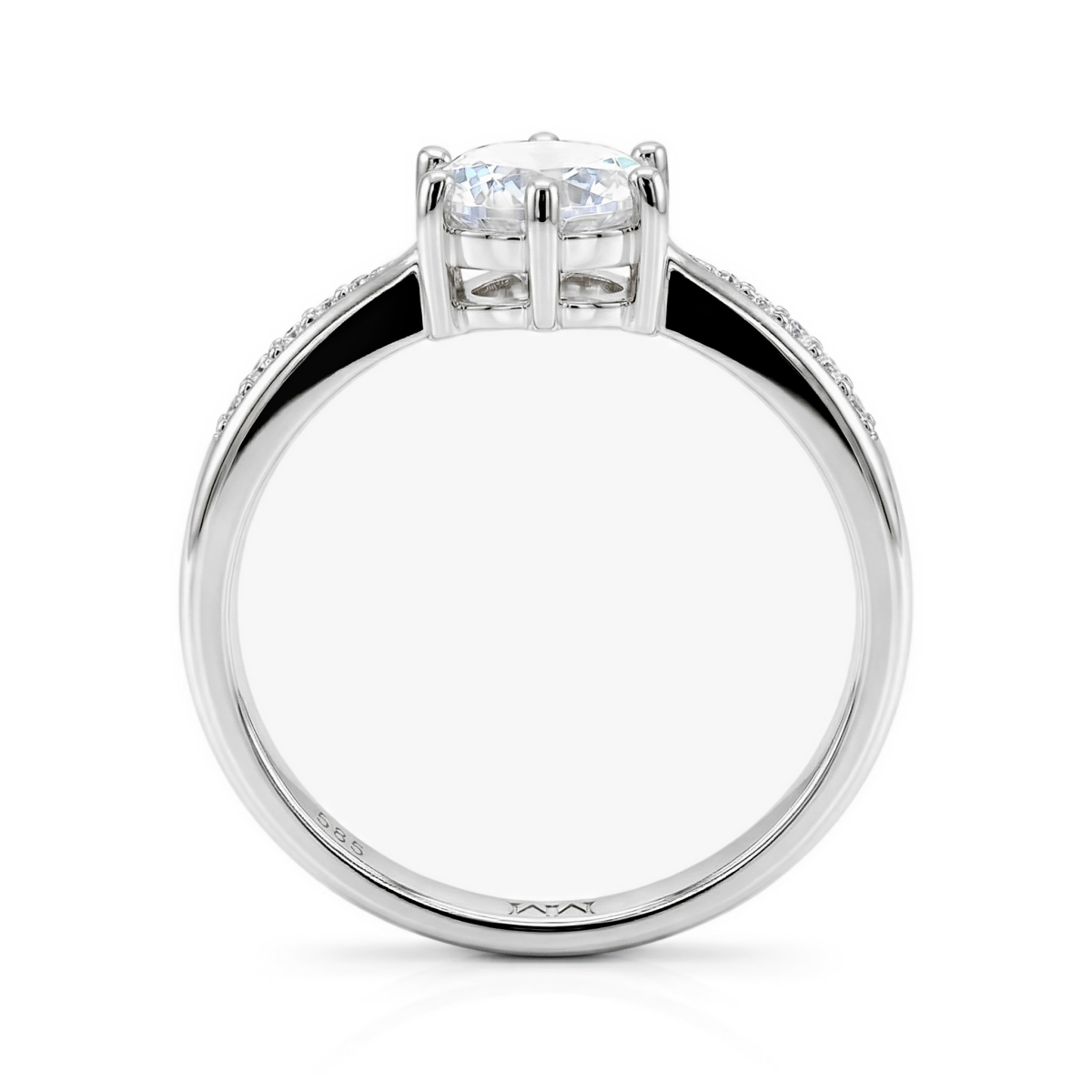 Stellar - moissanite-forlovelsesring med pavéfattede sidesteiner og delt ringskinne