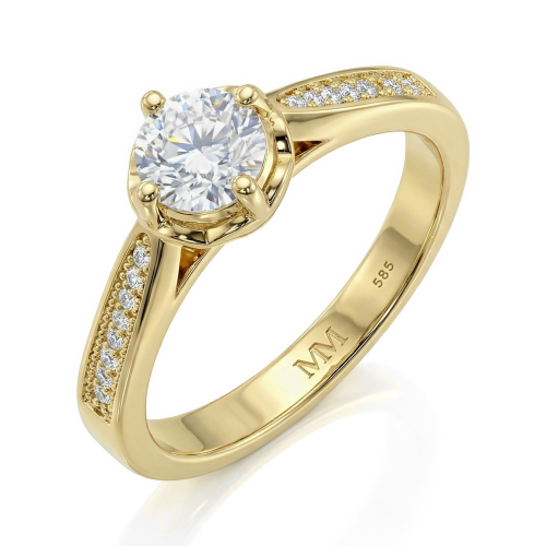 Celeste - forlovelsesring med moissanite og pavéfattede sidesteiner