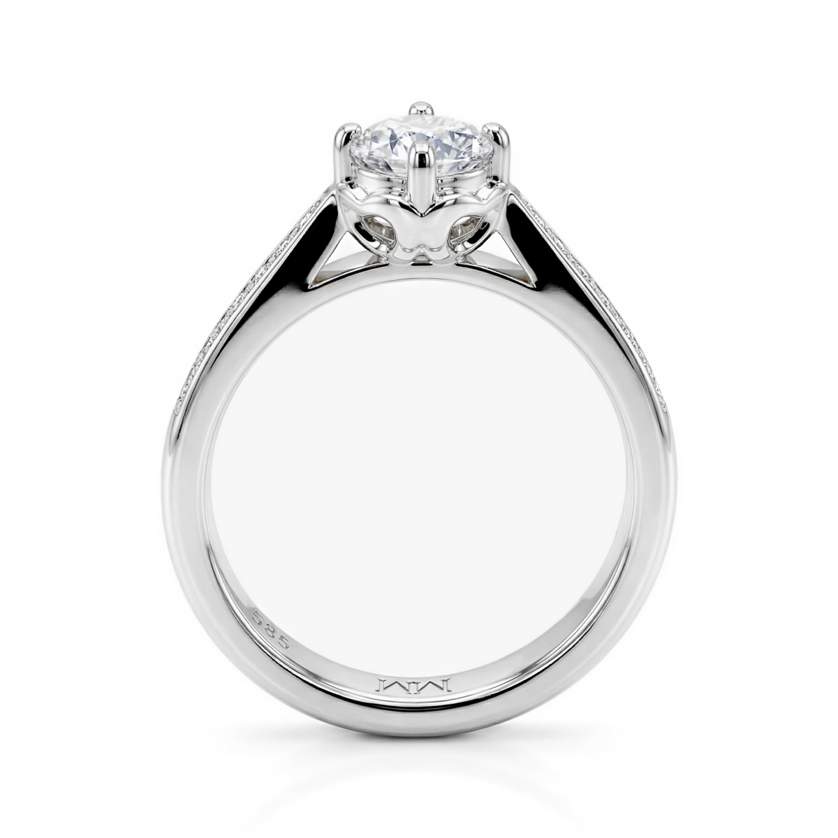 Celeste - forlovelsesring med moissanite og pavéfattede sidesteiner