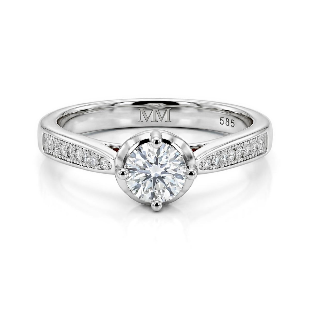Celeste - forlovelsesring med moissanite og pavéfattede sidesteiner