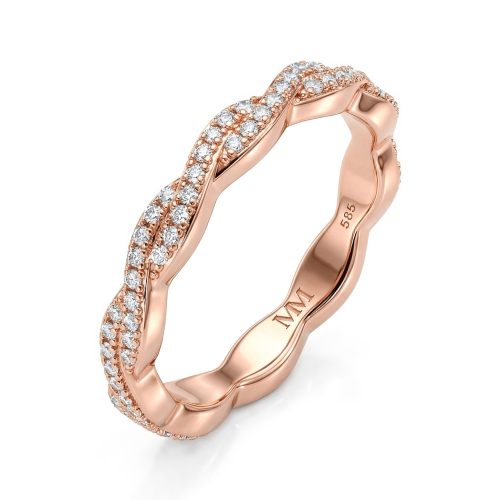 Seraph - alliansering med moissanite og tvinnet pavédesign