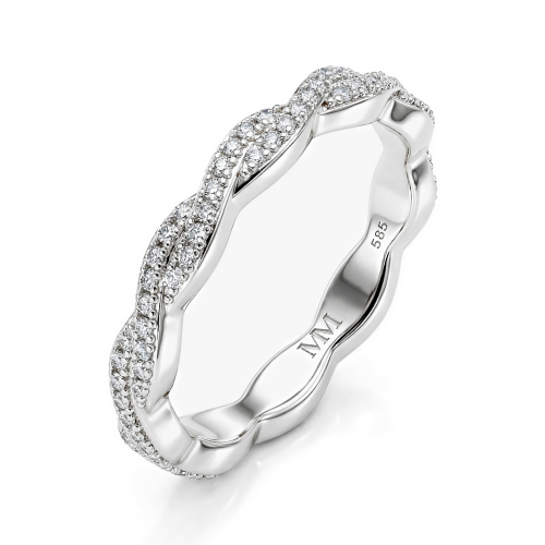 Seraph - alliansering med moissanite og tvinnet pavédesign